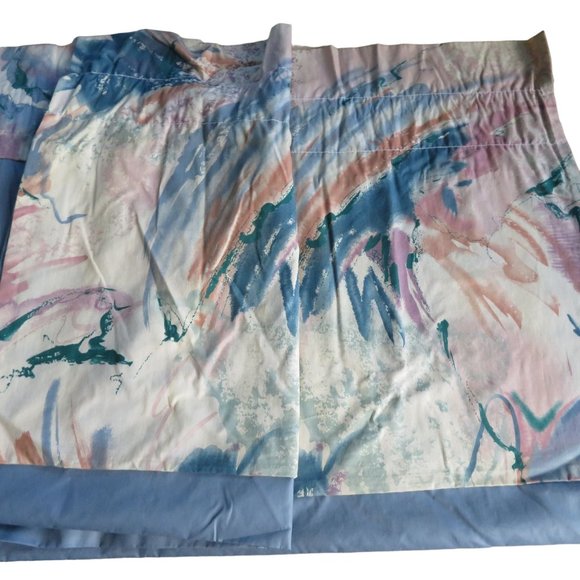Vintage 80s JC Penny Blouson Valance Window Curtain Pink Blue 23 x 87 USA Made - Picture 7 of 8